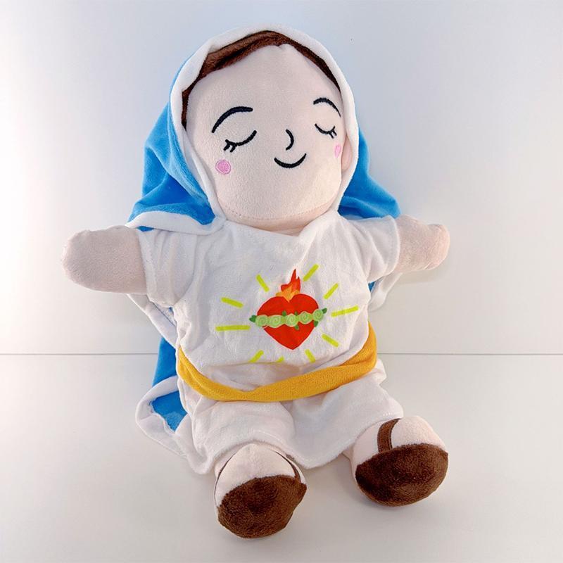 Breathing Jesus Virgin Mary  Music Soothing With Light Plush Toy Doll Jesus Plush Toys Comforting Jesus Heart Toy Easter Gifts