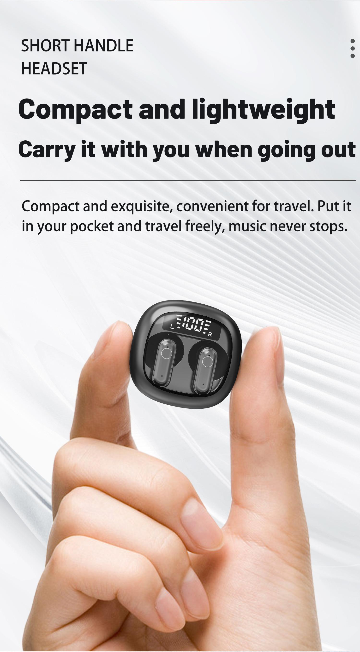 H.L.WALK-D Wireless Wireless Headphones，Tiny Size Earbuds，Waterproof Headsets，With Mic，Sleep and Sports Earphones Set, Short Handle Design，for Work Sport Sleeping