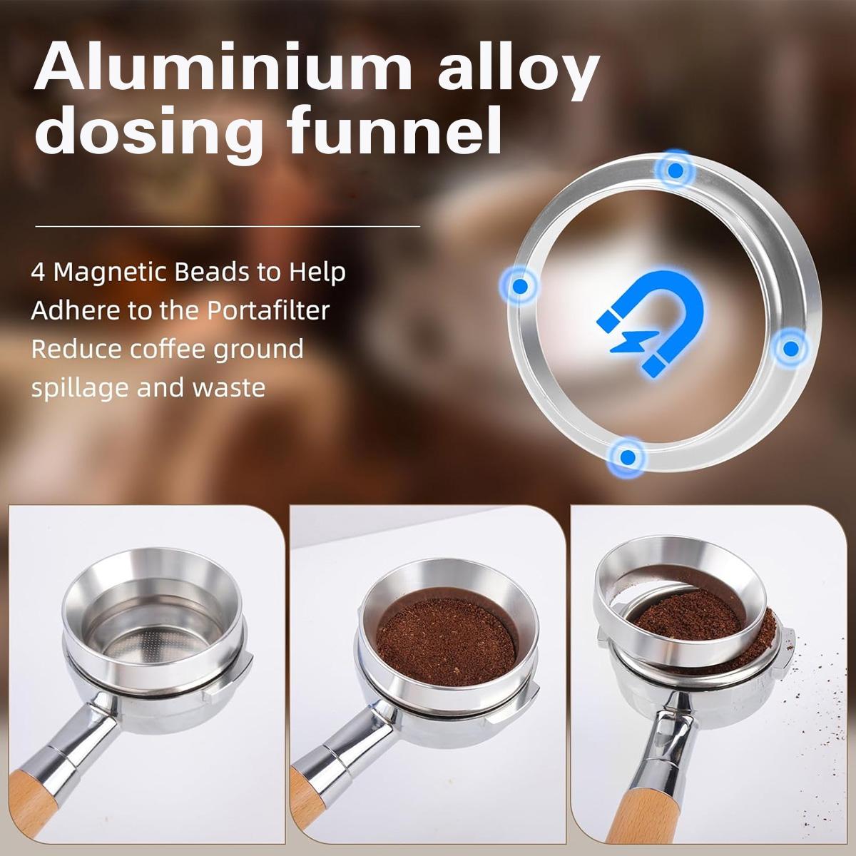 54mm Bottomless Portafilter with Dosing Funnel, Solid Wood Handle, Stainless Steel Filter Basket, Fits Breville Models 54mm Bottomless Portafilter with Dosing Funnel, Solid Wood Handle, Stainless Steel Filter Basket, Fits Breville Models