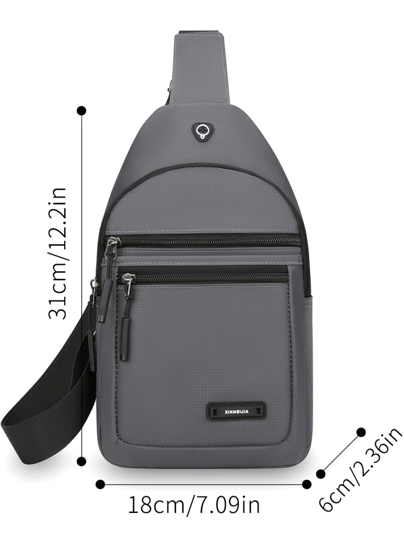 Men's Casual Nylon Chest Bag, Multi-Functional Zipper Pouch, Comfortable Outdoor Sports, Cycling, Commuting, Adjustable Strap Backpack