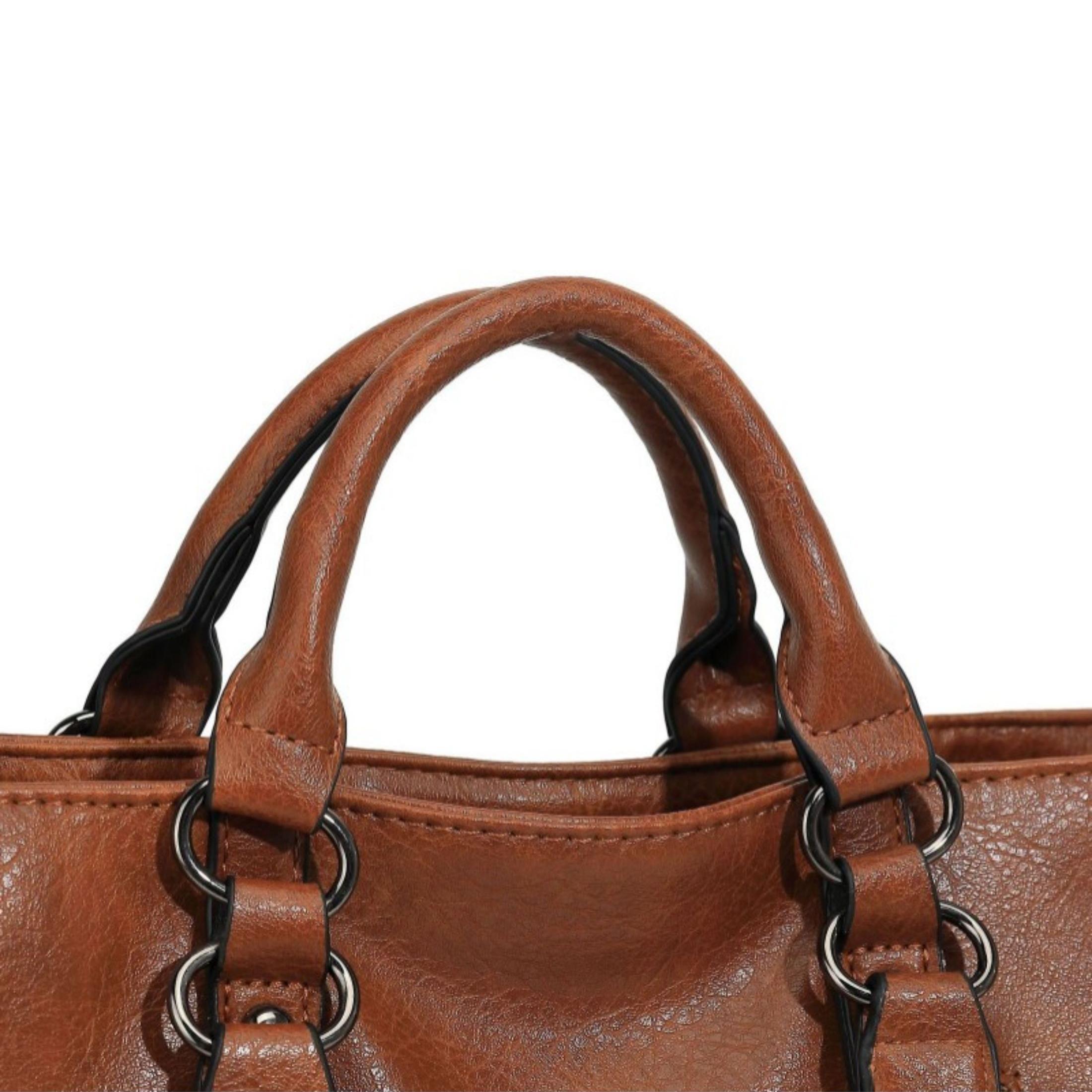 Women's Chic PU Leather Tote Bag Soft Leather Tote Bag with Adjustable Shoulder Strap