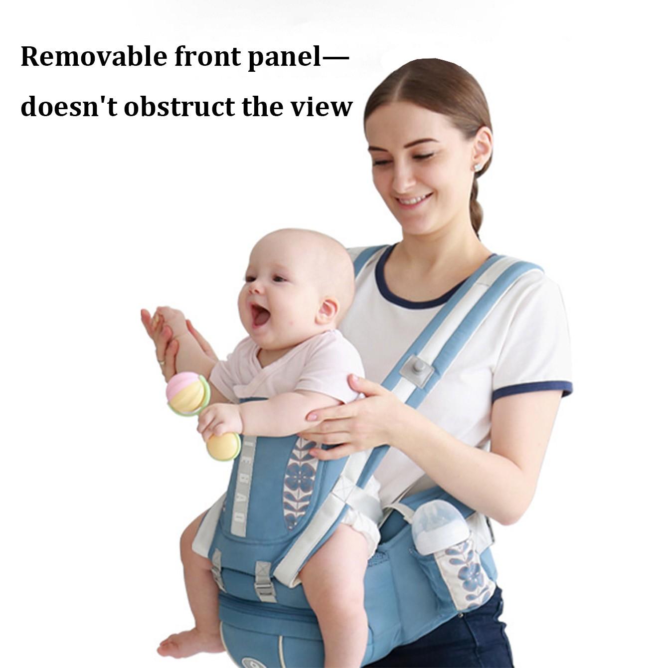 Multifunctional Baby Carrier with Waist Stool, Adjustable Front Carry Sling for Infants, Kangaroo Style Backpack for Newborns to Toddlers