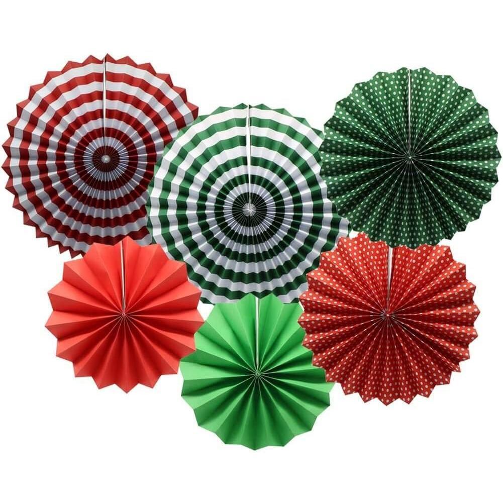 Christmas Party Decorations Kit - Set Includes Merry Christmas Banner Paper Fans  Balls Xmas Photo Booth Props Confetti Balloons Red Green Latex Balloons String for Indoors Office  Decors