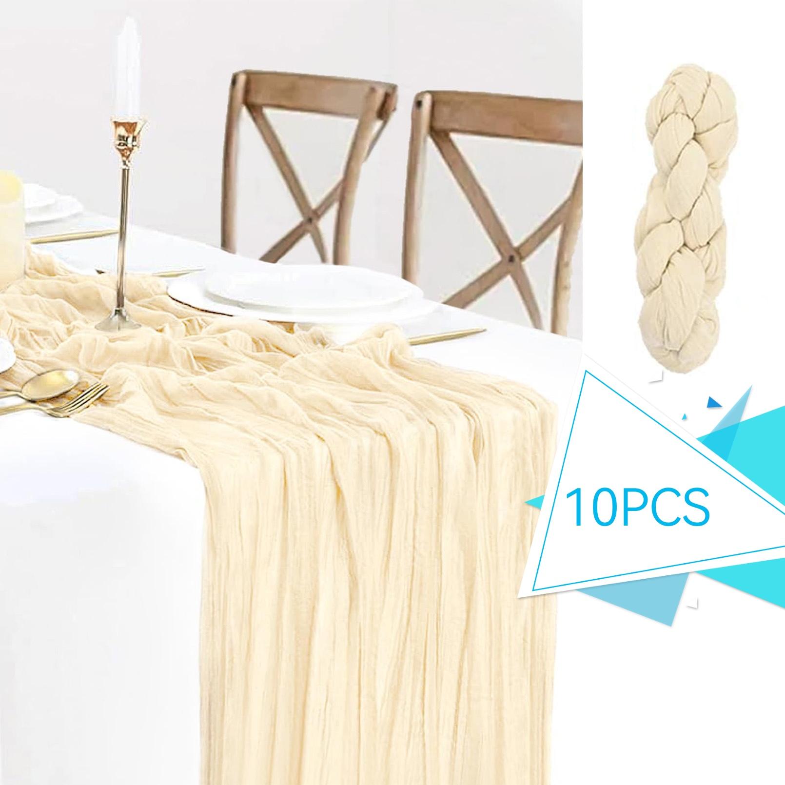 1/6/10pcs Beige Table Runner Bohemian Country-StyBeigele Table Runner, Suitable for Weddings, Baby Baptism Parties and Holiday Decorations