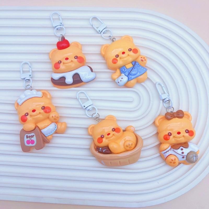 Cute Cartoon Butter Bear Resin Doll, DIY Keychain, Backpack Strap Accessory, Craft Material, Fun Decoration, Perfect Gift Idea
