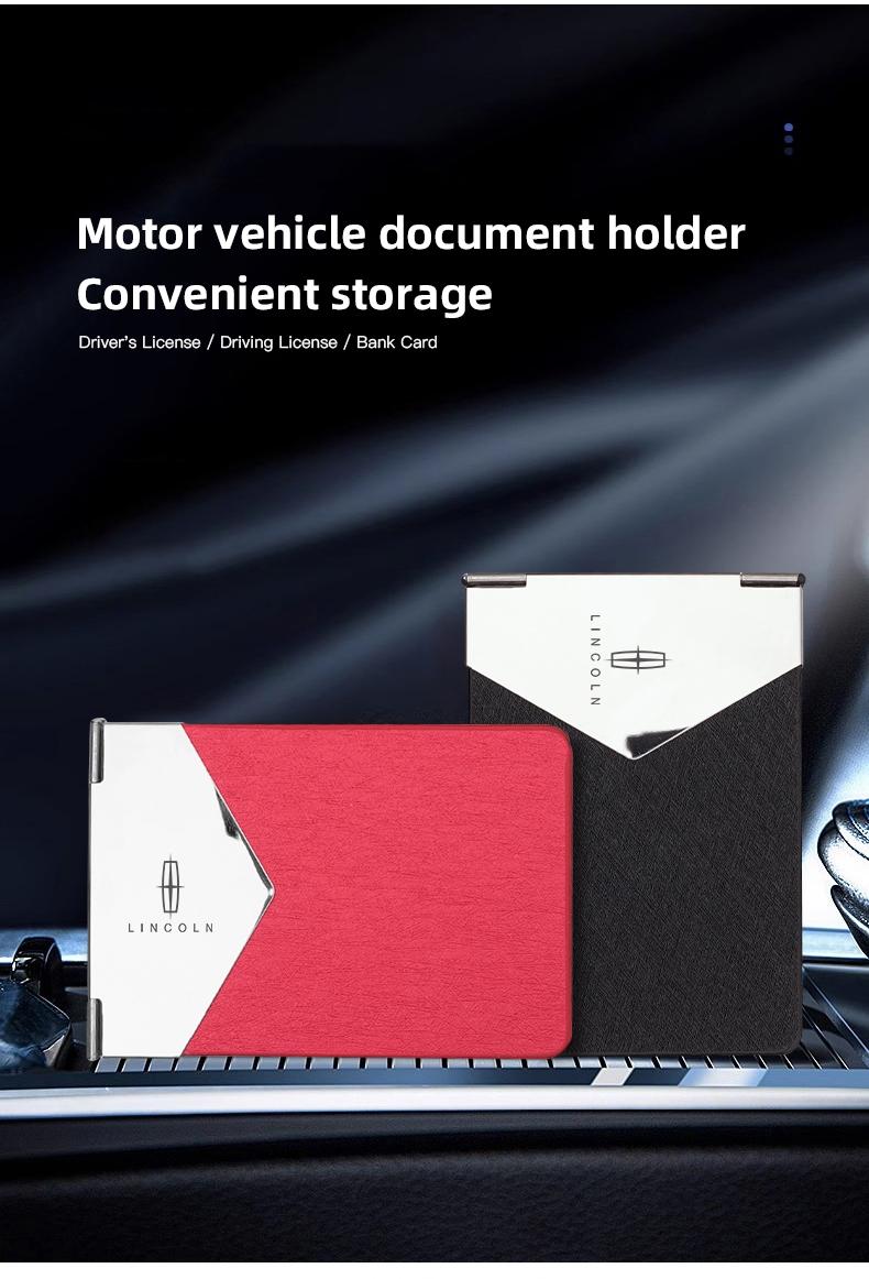 Car Driver License Wallet ID License Storage Bag Credit Card Holder For Lincoln Navigator Continental Nautilus Aviator MKZ MKX MKC MKT MKS Corsair Mark E