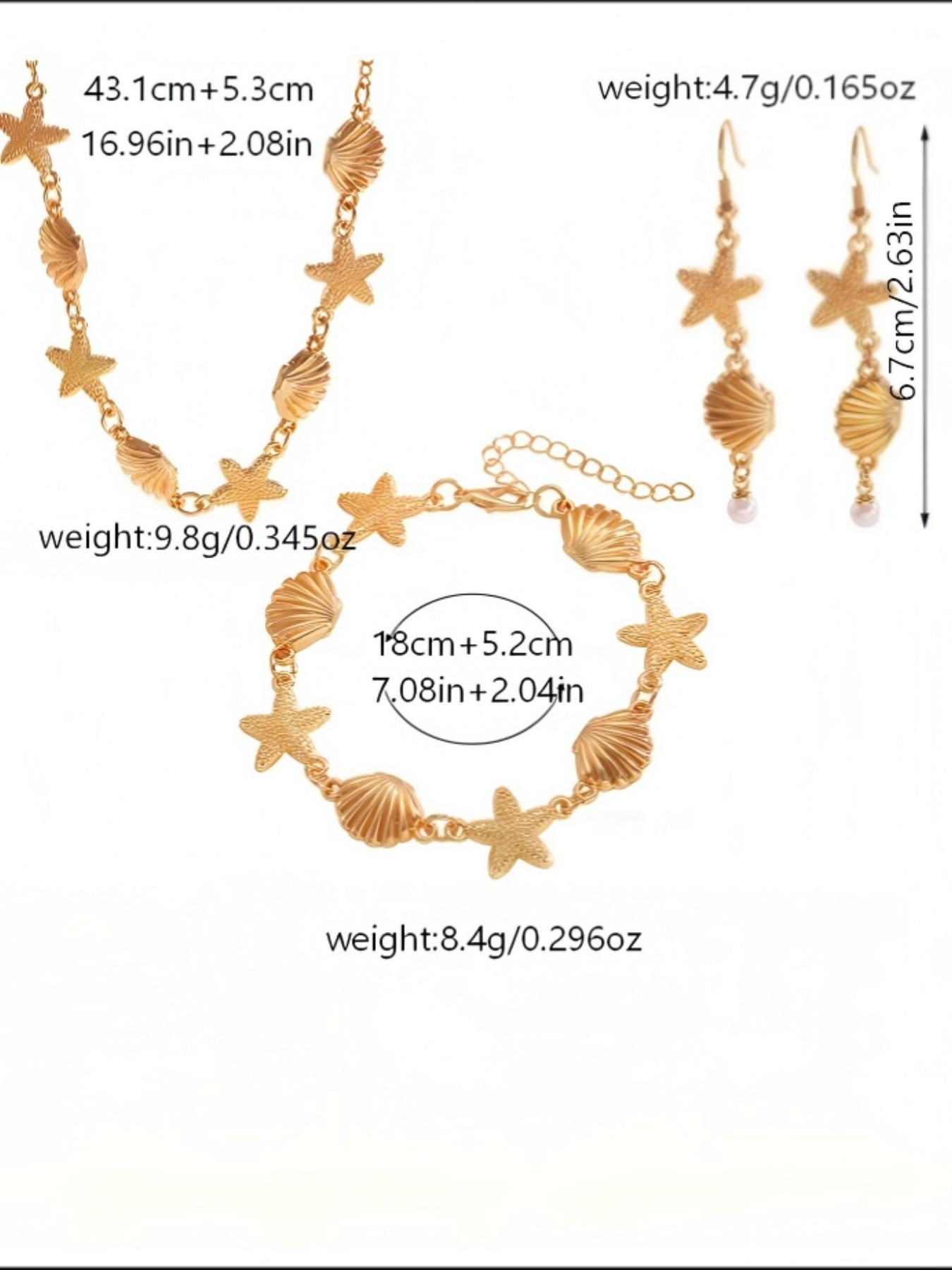 Starfish Conch Jewelry Set, Fashionable Women's Bohemian Party Accessories, Adjustable Vacation Decorations