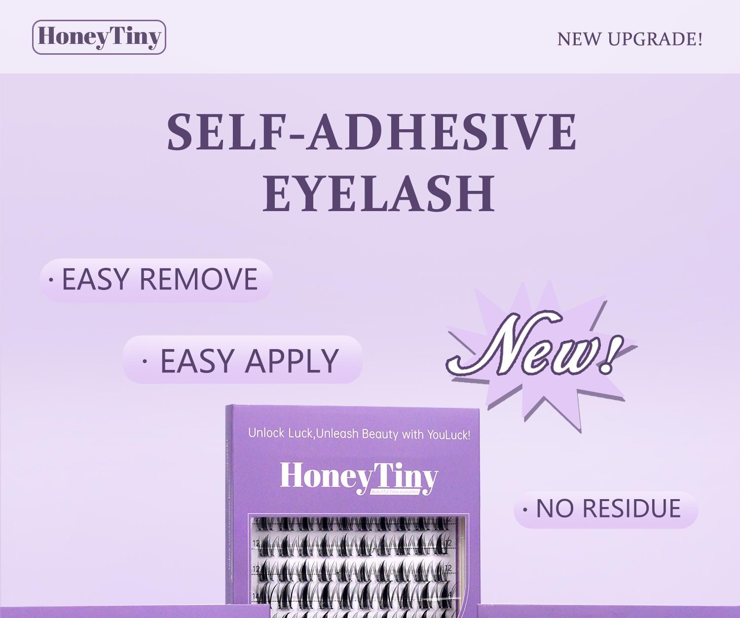 Honeytiny Cluster False Eyelashes, 4 Styles, No Glue Easy Removal, Sizes 10mm-16mm, Lightweight, Secure Fit, Self-Adhesive, Perfect Makeup