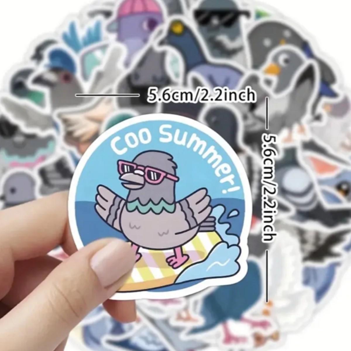1Pc 60PCS Cute Pigeon Stickers Funny Cartoon Bird Cute Animal Decals  Waterproof Vinyl Decals Aesthetic Graffiti Sticker Pack for Laptop Water Bottle Phone Case Skateboard Helmet Scrapbook DIY Decor Gift Spring Summer Party Supplies