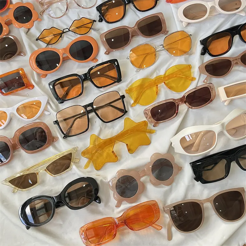 Women Retro Milk Tea Leopard Print Sunglasses, Y2K Sweet Cool Orange Shades, Hong Kong Style Street UV Protection Fashion Eyewear