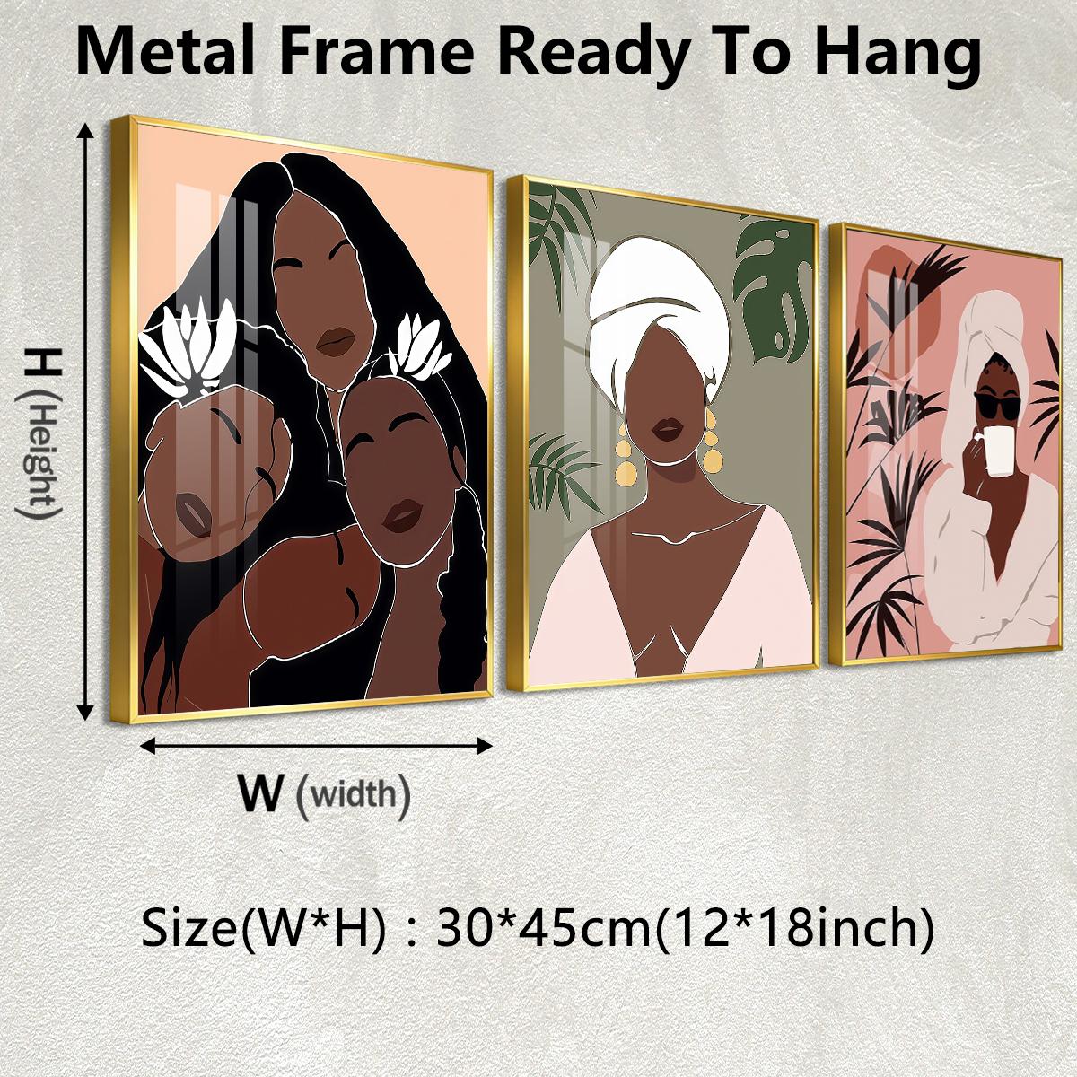 3 Counts Aluminum Alloy Framed Painting, Abstract Women Portrait Art Pictures, Home Decoration For Living Room, Bedroom, Office, Restaurant, Hallway Wall Decor, Odorless Print Artwork, Luxury Perfect Gift For Friends And Family