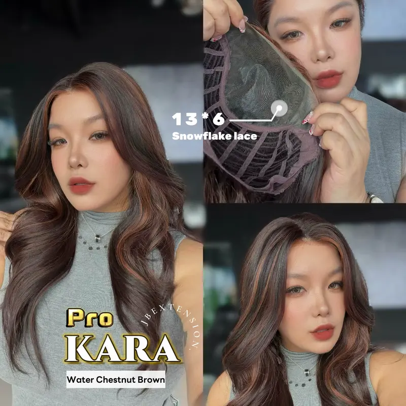 JBEXTENSION 23 Inches Pre-Cut 13X6 Free Part Snowflake Lace Frontlace Glueless Wig KARA PRO【BENDY EAR TABS】