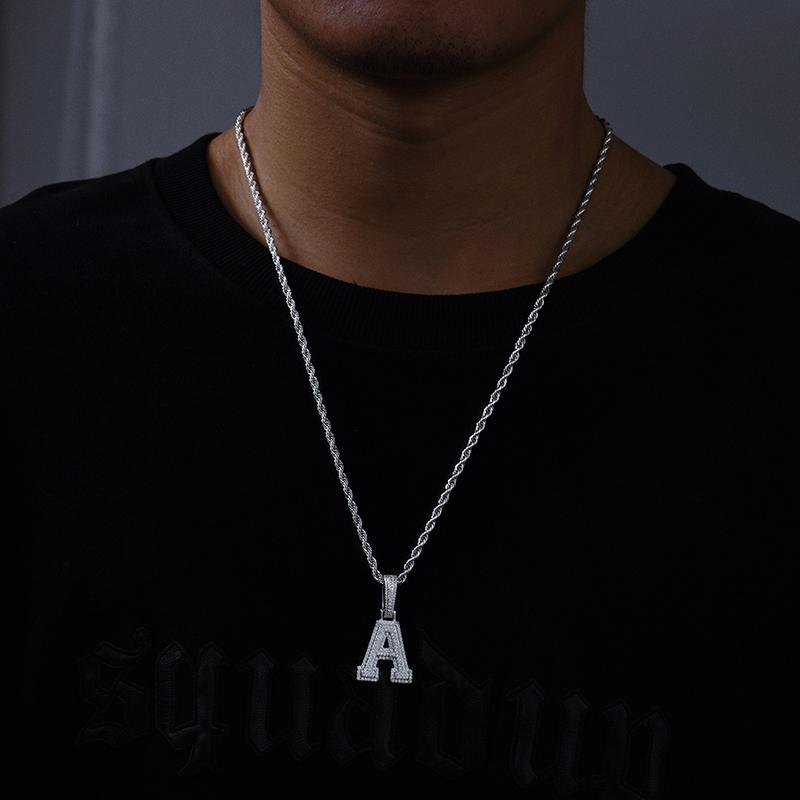 【#P351】UCCIYO Lab-created moissanite S925 Sterling Silver A-Z 26 Letter Pendant Necklace for Women Men Hip Hop Jewelry Gift  Halloween