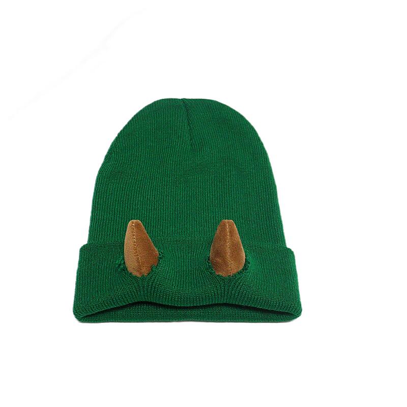 Unisex Reversible Knit Beanie Skull Cap - 1 Pack Soft Stretch Acrylic Warm Winter Headwear with 3D Devil Horns, Multi Color Options, Streetwear Style, Ideal for Halloween Cosplay, Outdoor Skiing