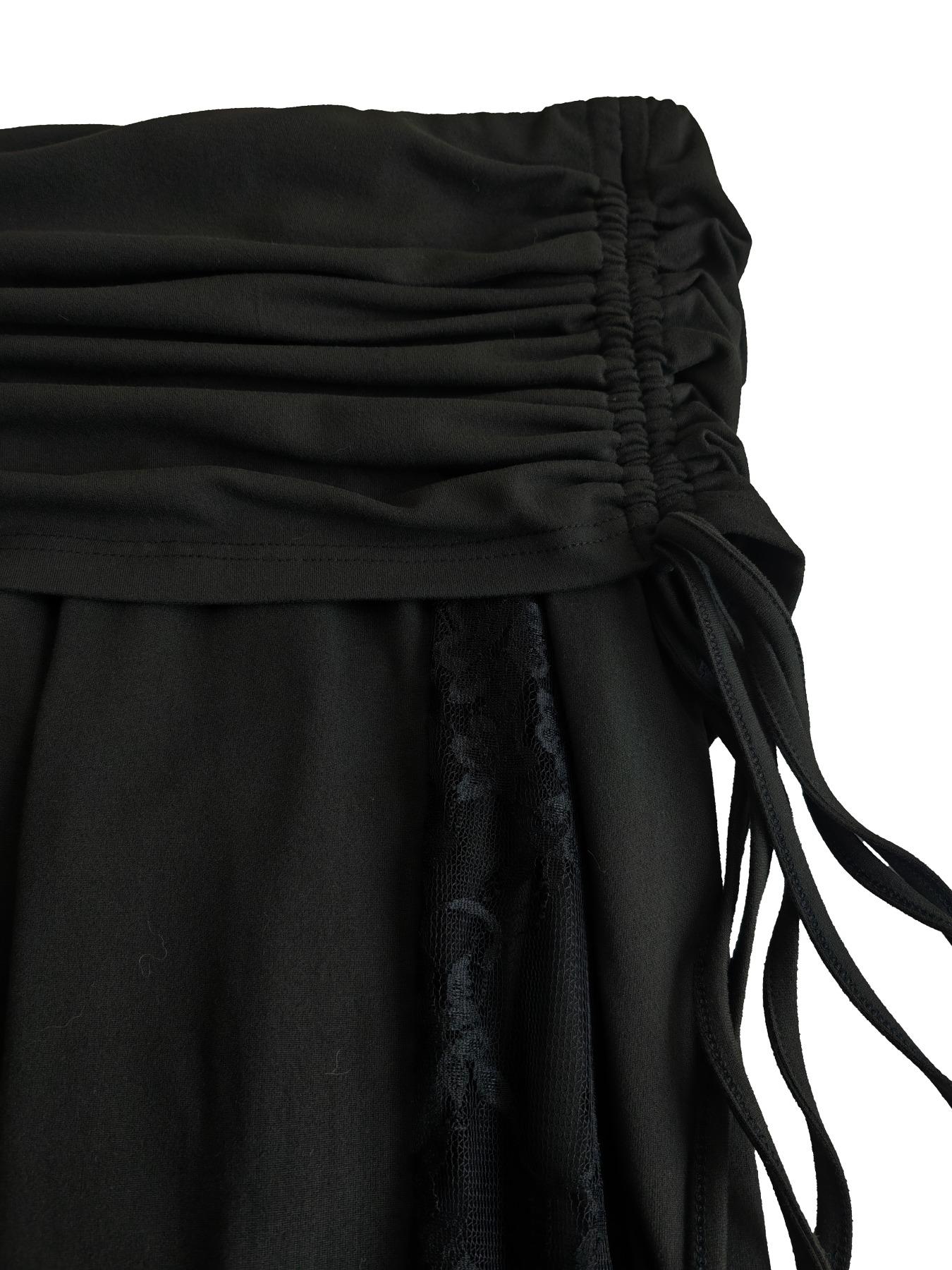 Women's Lace Side Beach Vacation Sexy Waist Drawstring Pleated Bell Bottom Pants, Stylish and Comfortable Fashion Wear