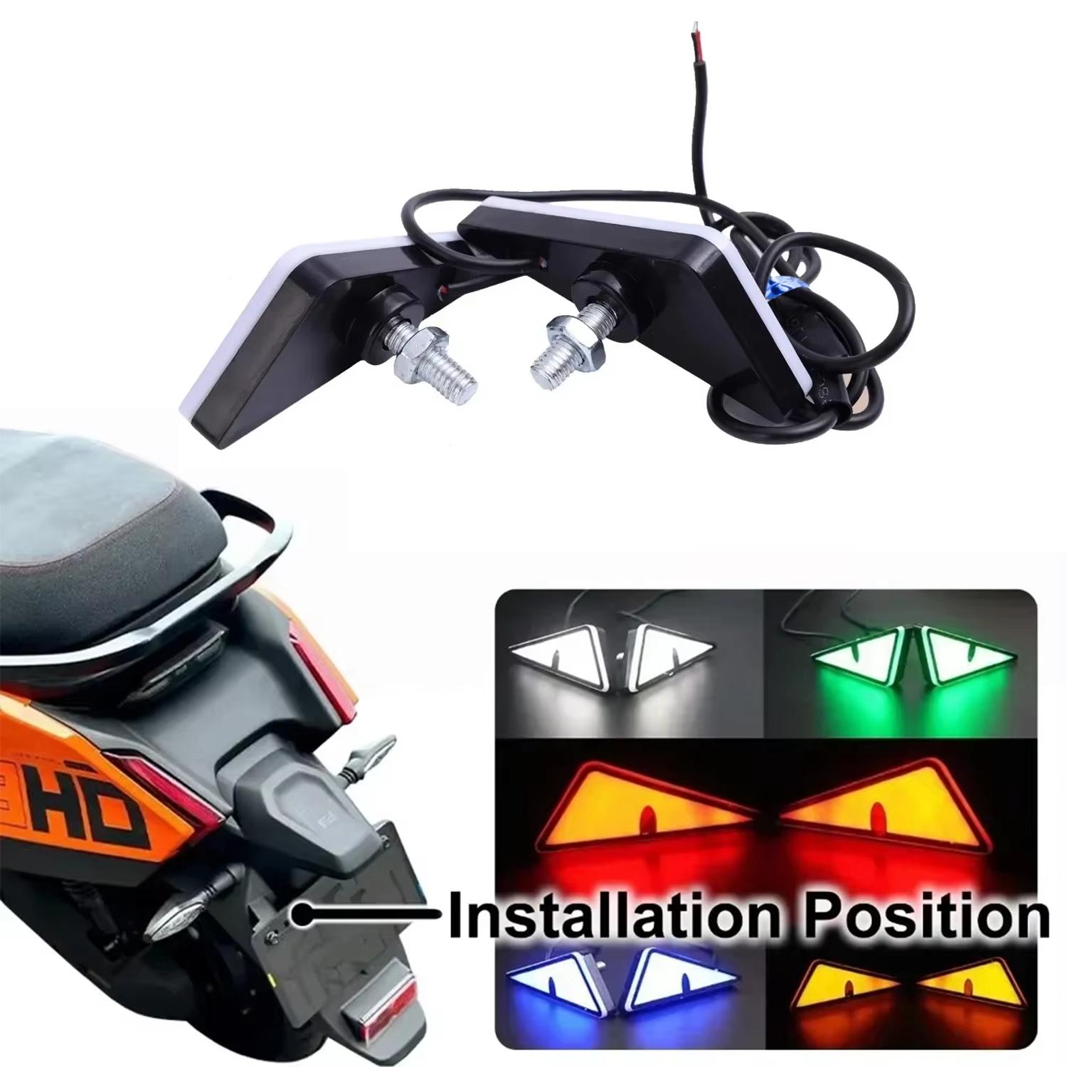 2pcs Motorcycle LED Devil Eyes Lights LED Eagle Eye Lights High Brightness Triangle Demon Eye Neon for Cars & Motorcycles Fun Atmosphere Light, Driving Assist Light, Motorcycle Mini Turn Signal Flasher Tail Lamp Car Decoration Lights 12V LED Light for Any