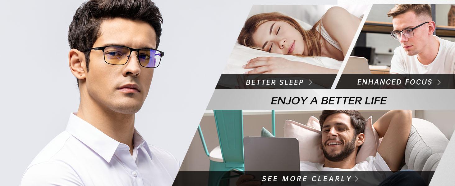 Blue Light Glasses for Men/Women, Lightweight Blue Light Blocking Glasses, Anti-Eye Strain Computer Glasses for Gaming(A132)