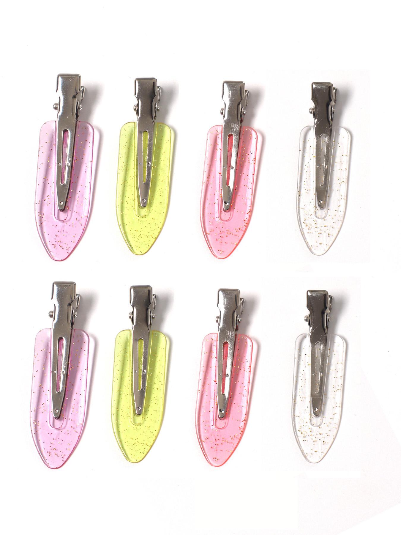 8pcs Cream Gel Candy Color Hair Clips, Transparent Dot DIY Handmade Straight Clip, No Trace Glitter Invisible Hair Clip, Student Fringe Clip, All Seasons Casual Style