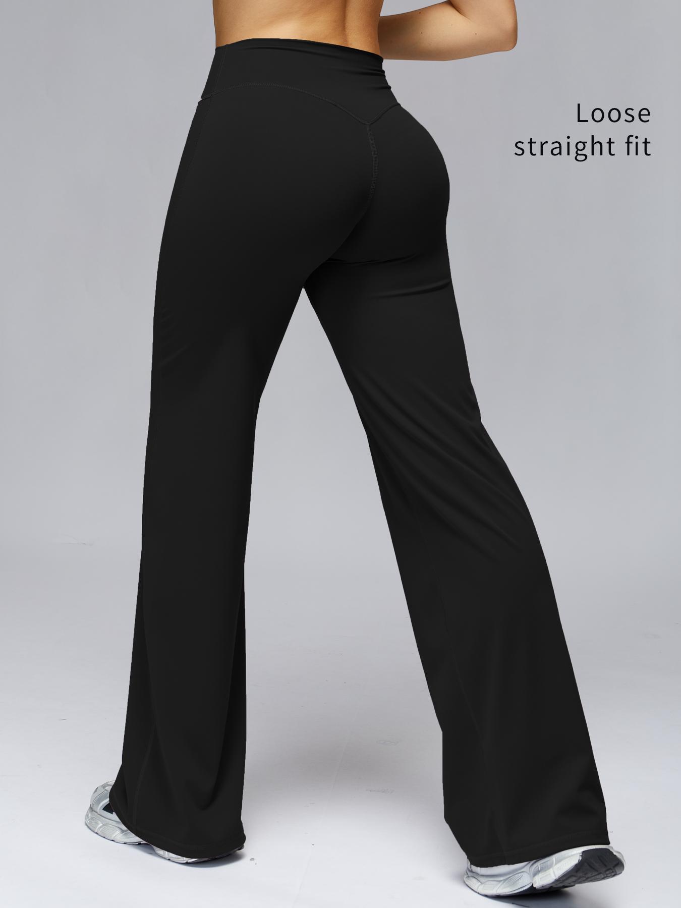High Waist Flare Leg Yoga Pants, Casual Dance Workout Trousers, Butt Lifting Tight Fit Wide Leggings, European Style High-Waisted Joggers