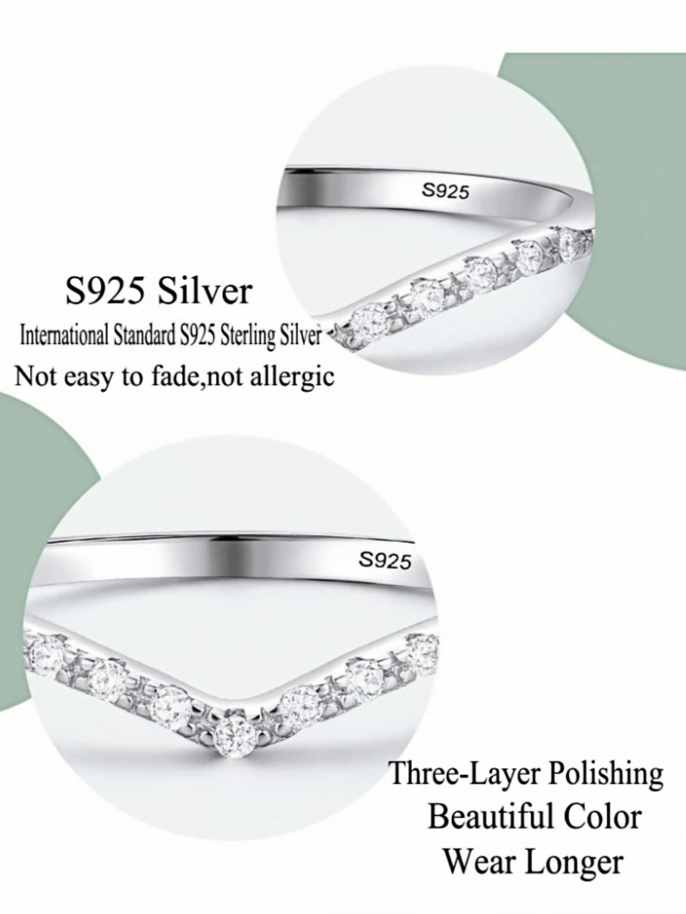S925 Sterling Silver Women's Elegant Artificial Zircon Inlaid Ring, Exquisite Trendy Ring, Fashionable Jewelry Accessories for Women As Engagement Ring, Wedding Rings