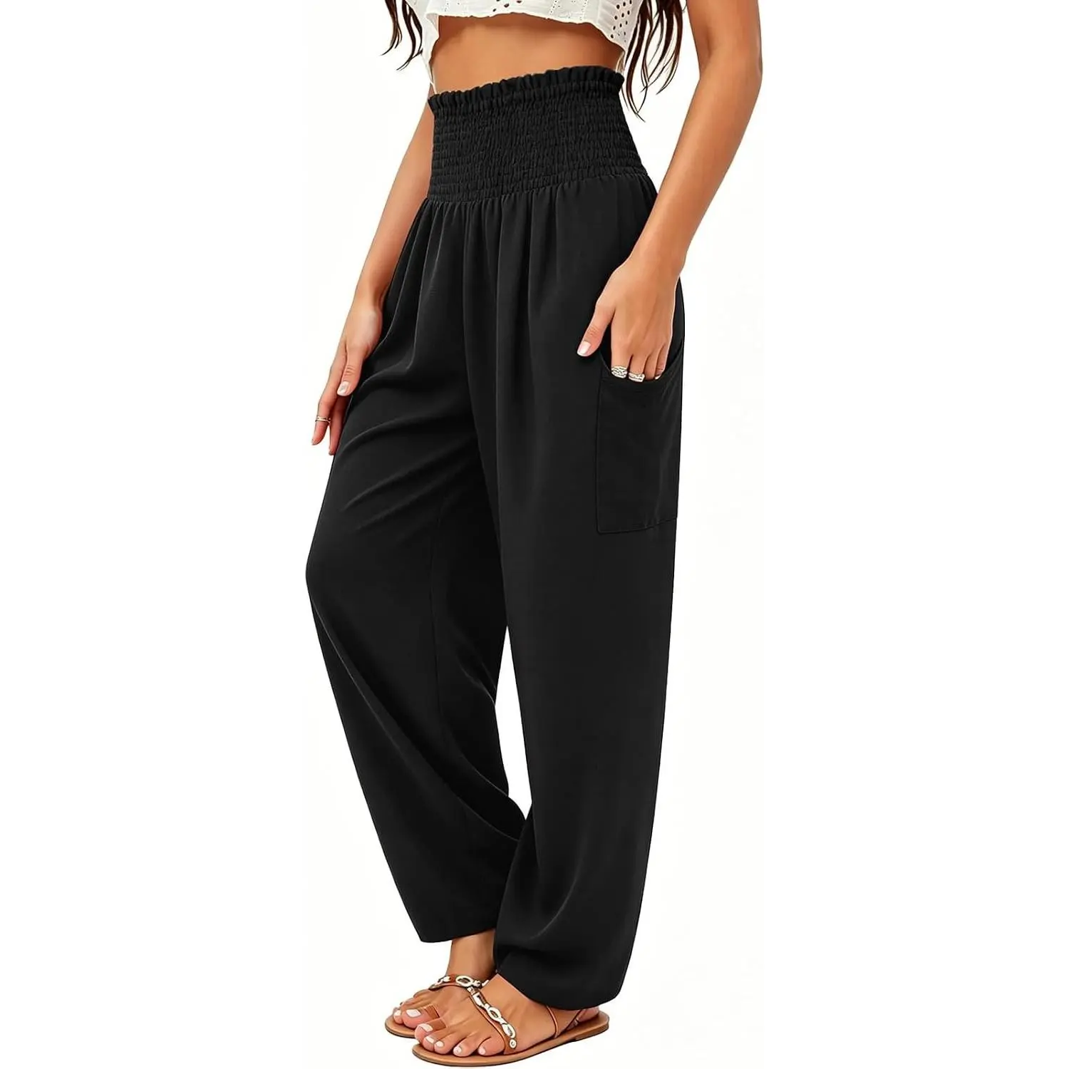 Women's High Waist Yoga Boho Harem Pants with PocketsGift