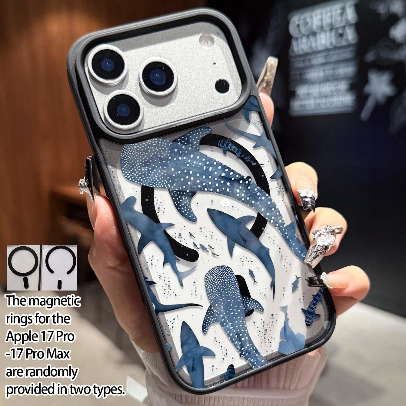 Whale Pattern Magnetic Ring Case, Ultra Transparent Acrylic Anti-Drop Phone Cover, Compatible with Samsung Galaxy a Series, Accessories
