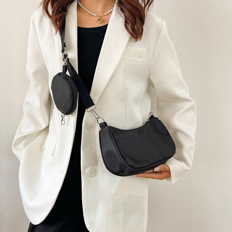 Simple Nylon Crossbody Bag for Women, Lightweight Waterproof Shoulder Bag, Includes Coin Purse, Versatile Commute Backpack