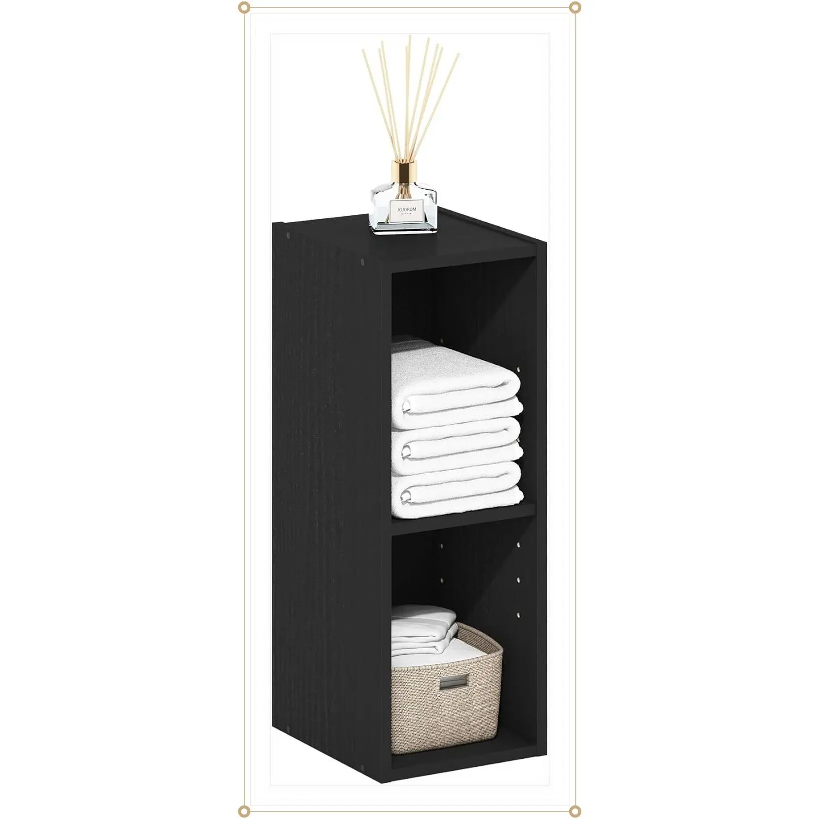 2-Tier Narrow Bookshelf, Bookcase with 8-inch Width Storage Shelf, 9.3 x 7.9 x 21.2 inches, Blackwood Finish, for Living Room, Bedroom, Home OfficeGift