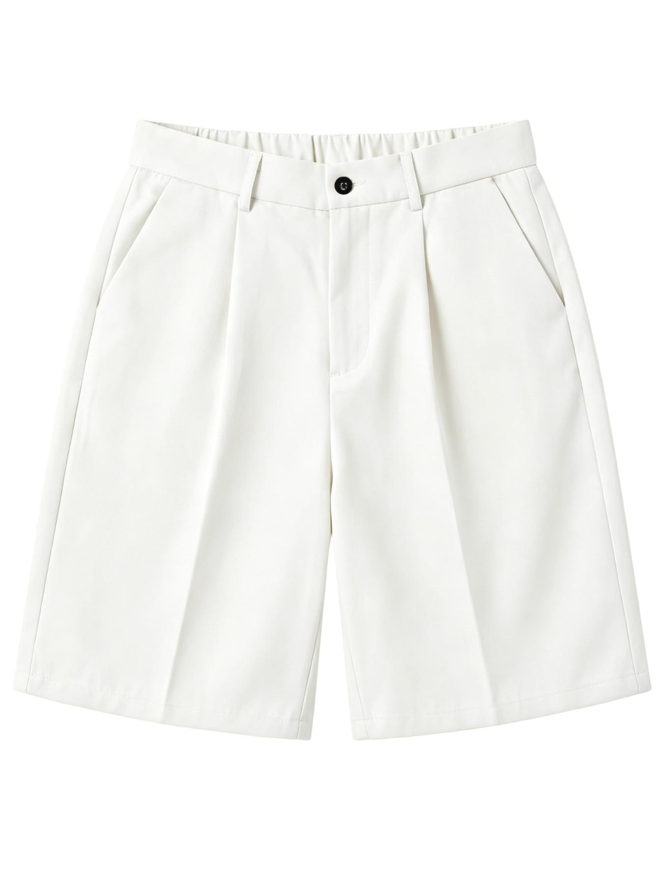 Men's Five-Quarter Suit Shorts, Formal Five-Quarter Pants, Lightweight Flowy Business Casual Knee-Length Trousers, Summer Workwear, Street Style, Menswear