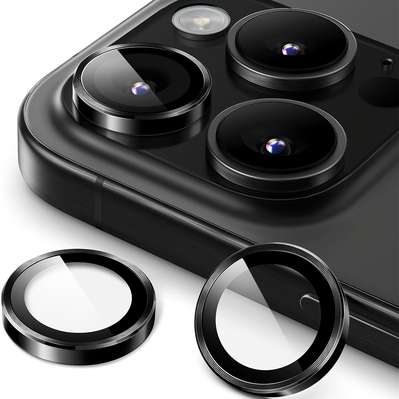 3-Pack Camera Lens Protector for iPhone 17 Pro Max/16 Pro Max/16 Pro/16 Plus/15/14/13/12/11, Strong Adsorption 9H Hardness Tempered Glass Camera Screen Protector Individual Metal Ring Cover, Case Friendly, Anti-scratch