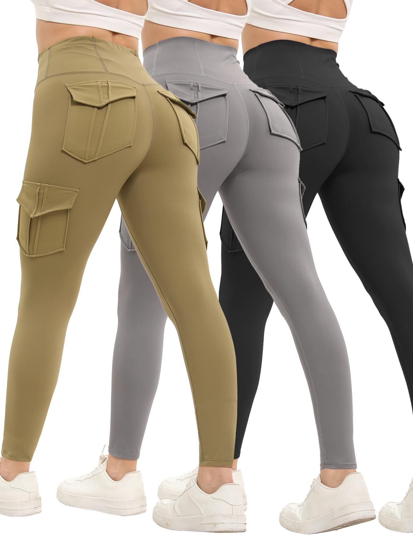3PCS Women's Butt Lifting Leggings with Flap Pockets High Waist Tummy Control Side Pocket. Sporty, Comfy and Breathablal for Yoga, Gym, Workoe and Running Ladies'   Activewear   for All Seasons