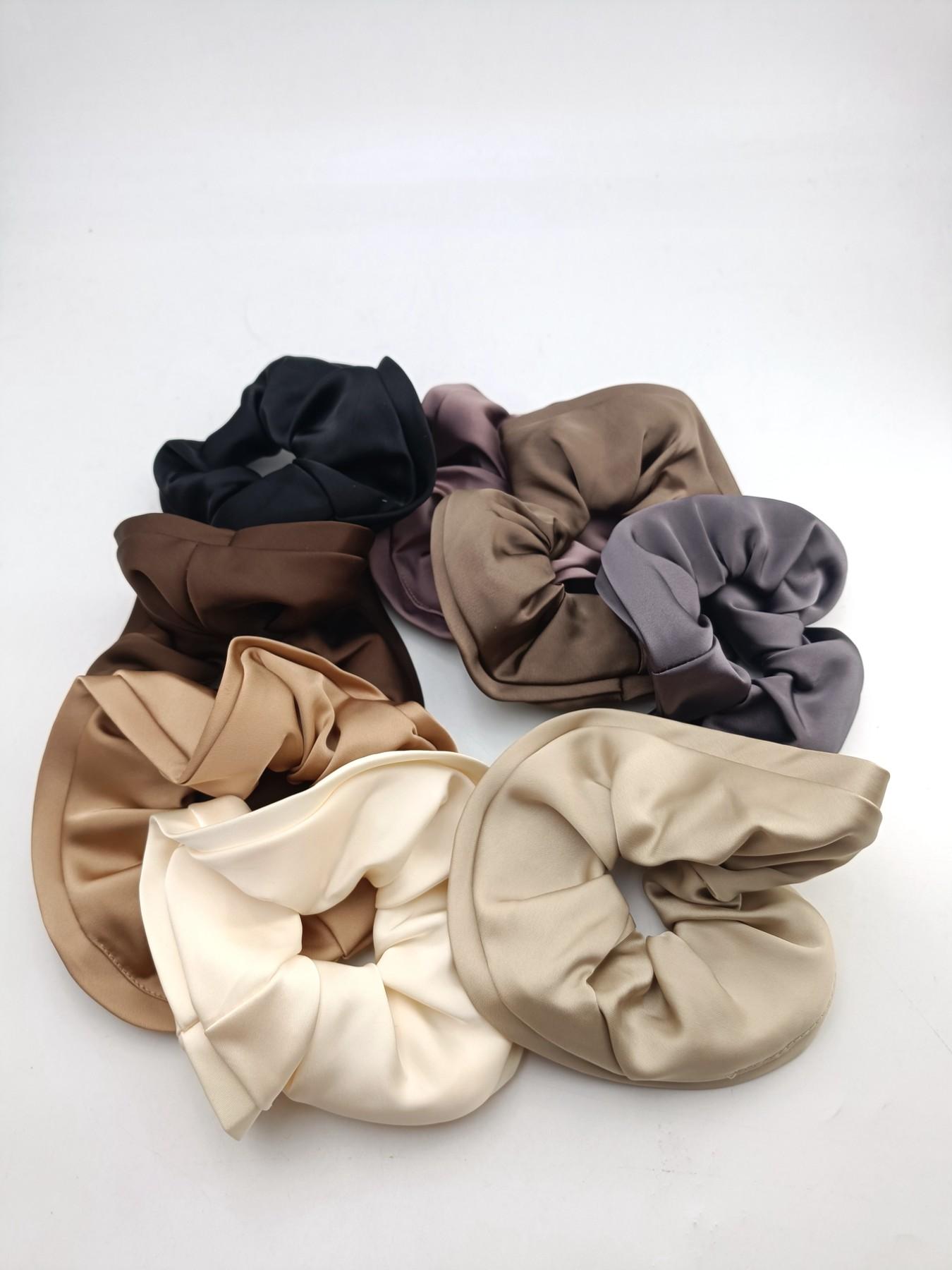 1PC 15cm Wood Ear Satin Double Layer Hair Tie, High Elasticity Secure Hair Band, No Pressure Hair Accessory, Daily Commute Fashion Item