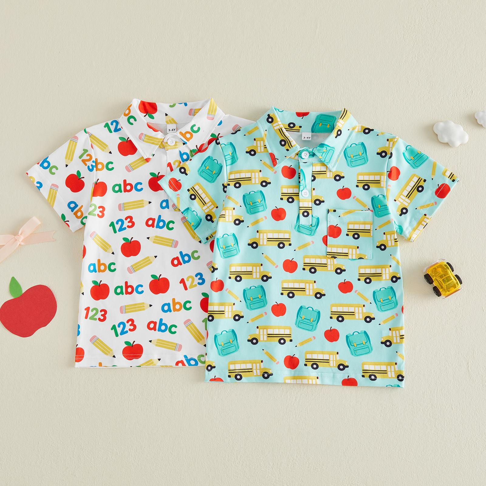 Toddler Baby Little Boys Back To School Shirts Pencil Short Sleeve Half Button-up Tops for Summer Spring 3-7 Years Toddler Baby Little Boys Back To School Shirts Pencil Short Sleeve Half Button-up Tops for Summer Spring 3-7 Years