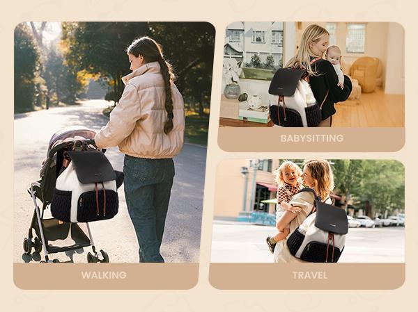 LOVEVOOK Diaper Bag Backpack, Small Baby Bag, Cute Baby Diaper Bag, Stylish Water-Resistant Travel Baby Bag for Mom, Baby Backpack with Changing Pad, Stroller Straps -Khaki TikTokShopBlackFriday Christmas Gift Ideas