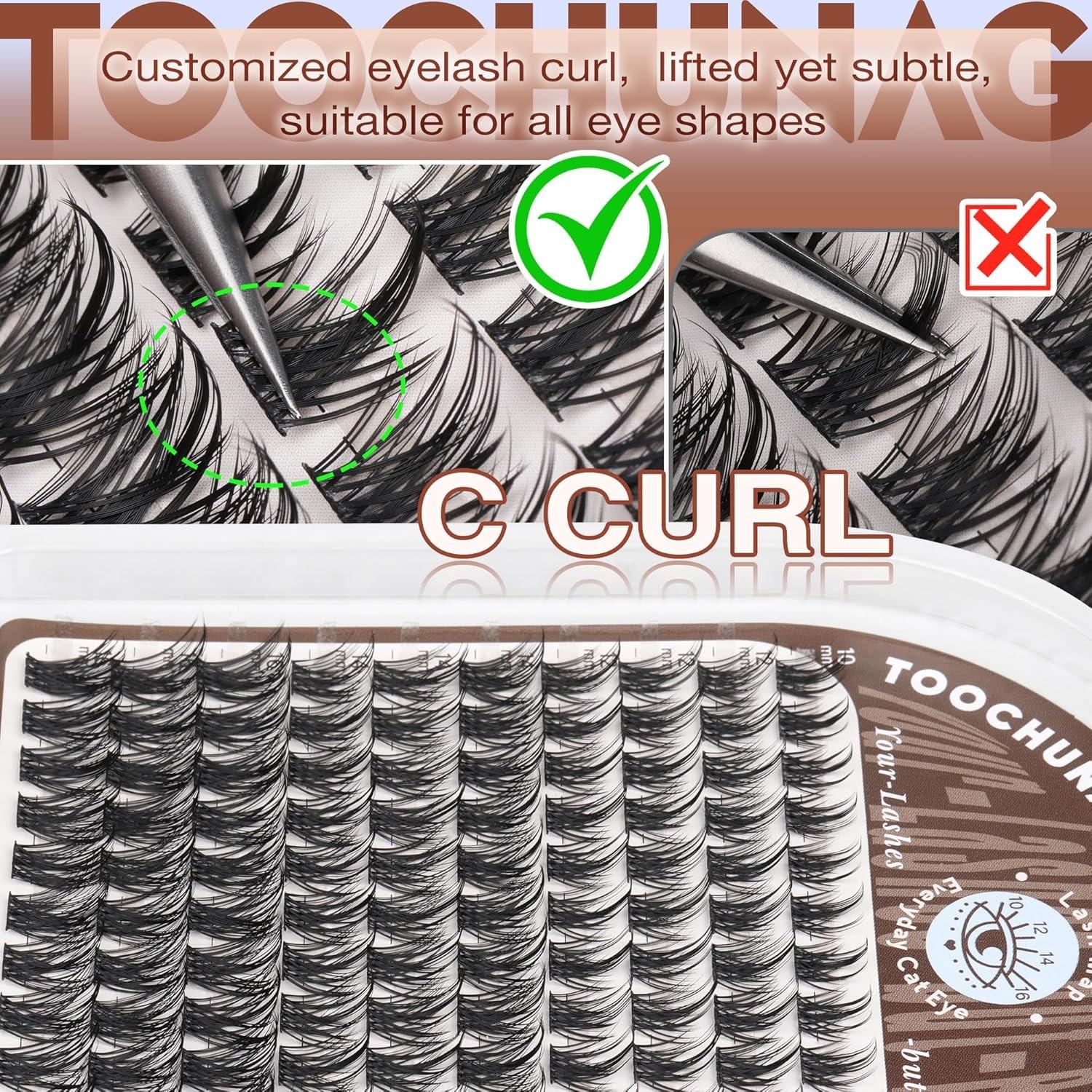 Pointed Eyelash Clusters, Fine Thread Lashes, Dense DIY Eyelash Growth Liquid, C Curl Fairy Eyelashes, Soft Individual False Eyelashes 10-16mm