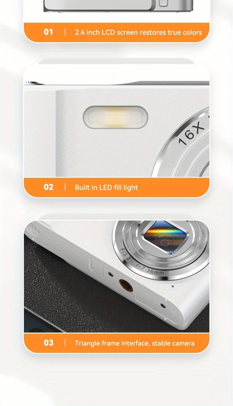 50MP 1080P HD Digital Camera+32G TF 16X Digital Zoom Cameras For Vlogging 2.4'' LCD Rechargeable Camera Photography Professional Camera For Teenagers, And Beginners, Support For Taking Photos, Recording Videos, And Webcam,Best Gifts