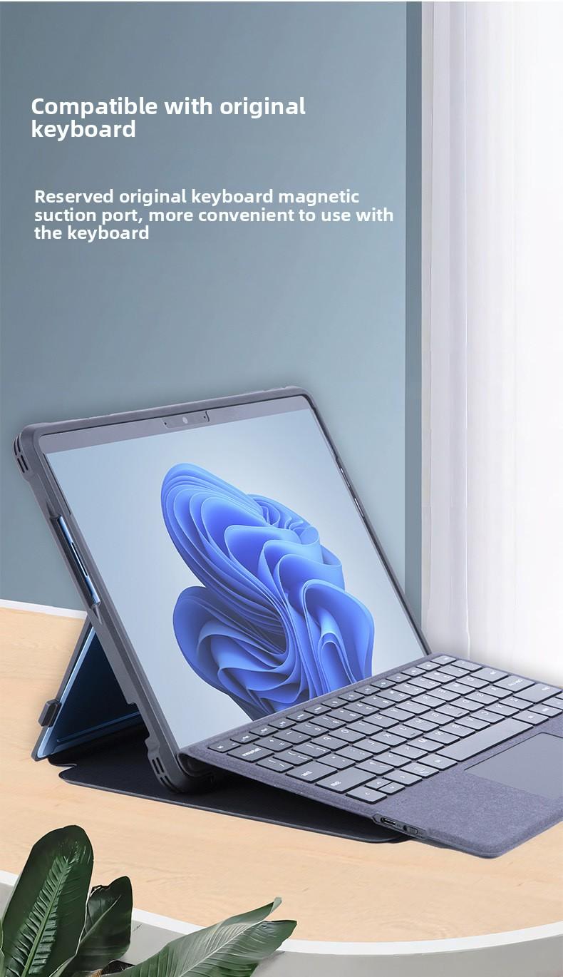 Shockproof Silicone Case for Microsoft Surface Pro 9/10/11, Full Body Protective Cover with Built-in Stand, Compatible with Type Cover Keyboard, Anti-Scratch Rugged TPU Shell for 12.9 Inch Surface Tablet