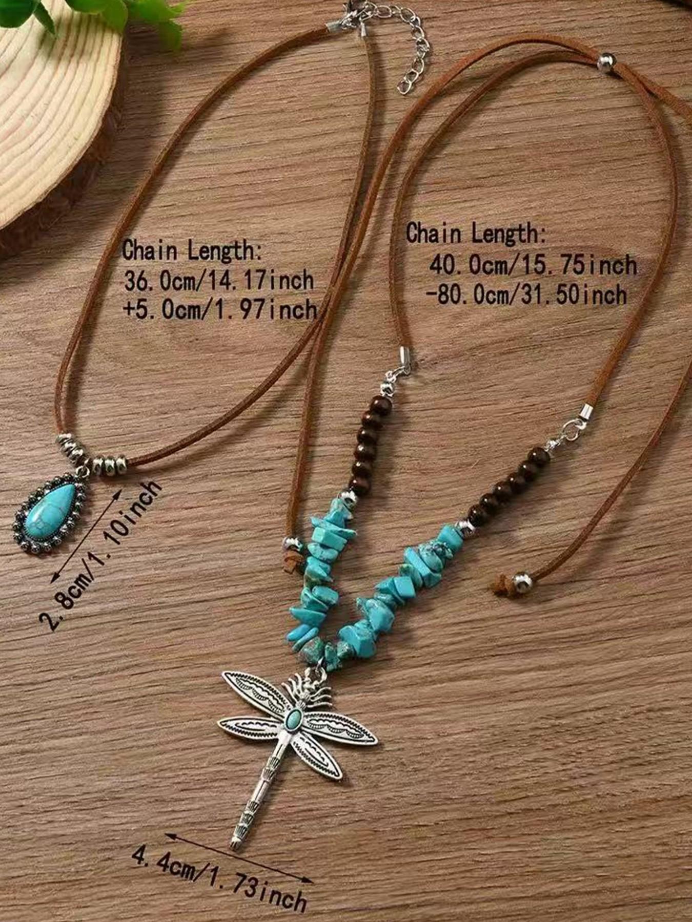 Women's Multi-Layer Dragonfly Turquoise Necklace, Bohemian Style Pendant Jewelry Set, Perfect for Holidays, Daily Wear, and Gifting