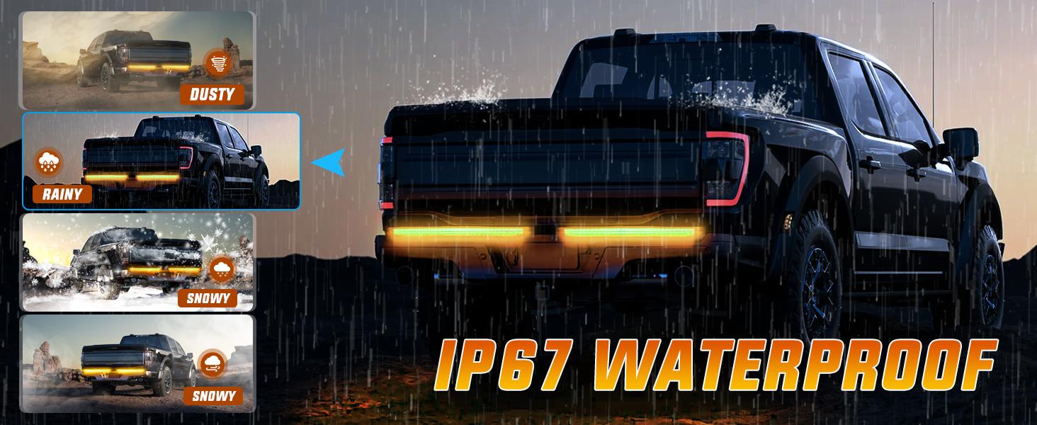 Nilight Truck Tailgate Light Bar 56" Aluminum Frame Triple Row 576 LED Strip with Red Running Brake Lights Amber Sequential Turn Signals White Reverse Lights for Truck, Pickup, SUV  dealsforyoudays