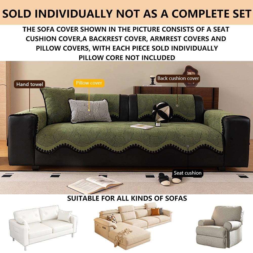 Vintage Style Chenille Sofa Pad, Cat Scratch Proof Sofa Protector, All-Season, Suitable for Living Room, Bedroom, Office, 100% Polyester Fiber