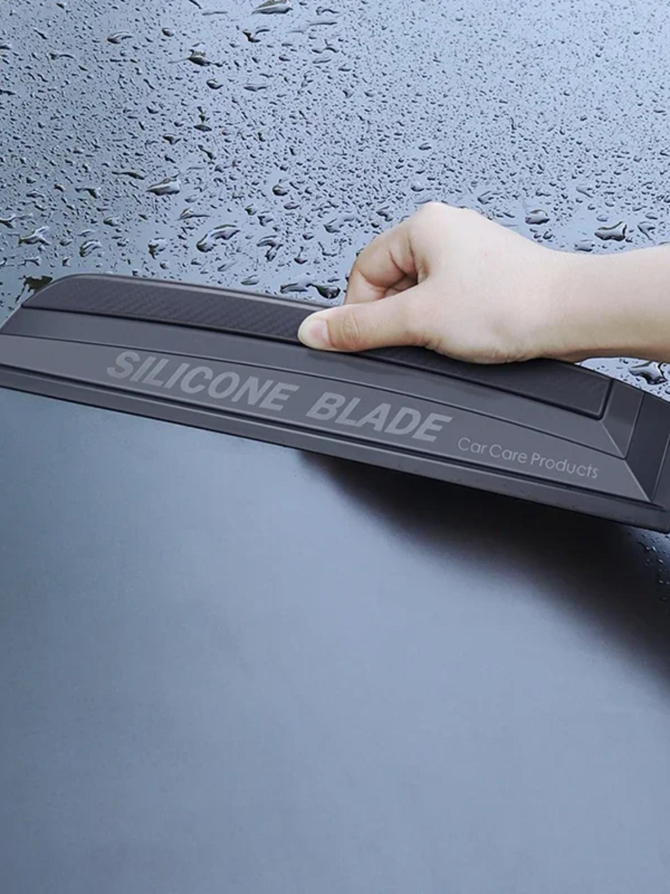 Multi-Purpose Soft Silicone Squeegee, Non-Scratch Handy Water Wiper Drying Blade, Car Wrap Film Scraping Tool, Auto & Household Glass Cleaning Accessory, Windshield Wiper