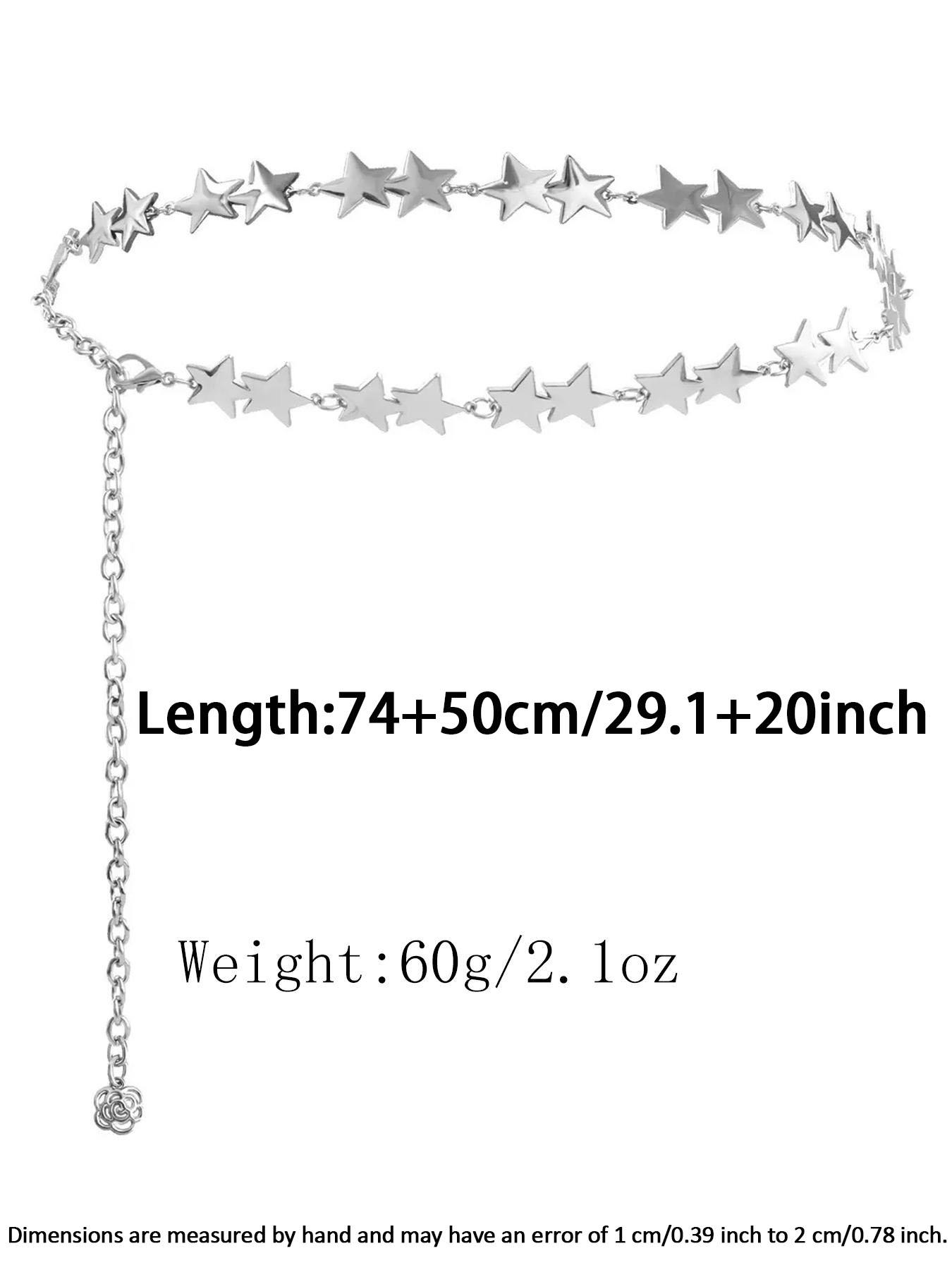 Silver Star Chain Belt Western Metal Belt Street Style Belt for Women Punk Chain Belts for Dresses Jeans Waist Chain Belt Y2k Emo Body Jewelry