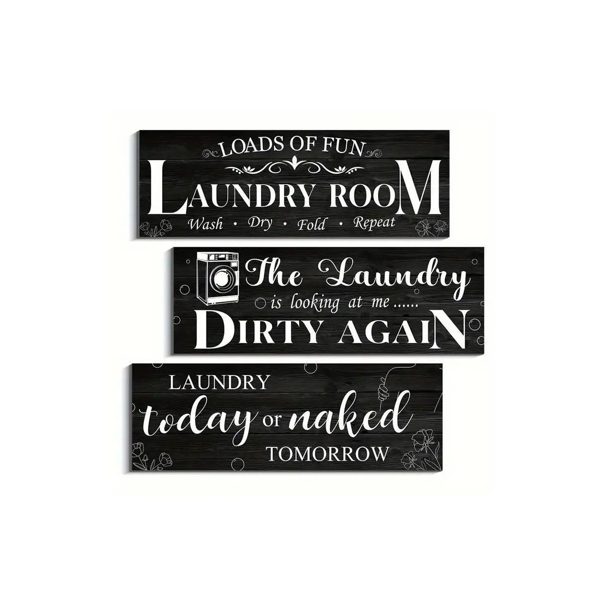 Laundry Room Wooden Wall Decor, 3 Counts/set Letter Pattern Wall Art, Wood Sign, Wall Decor Plaque, Wall Decor for Home Living Room Bedroom Bathroom, Bathroom Decorations, Hanging, Home Decor Products