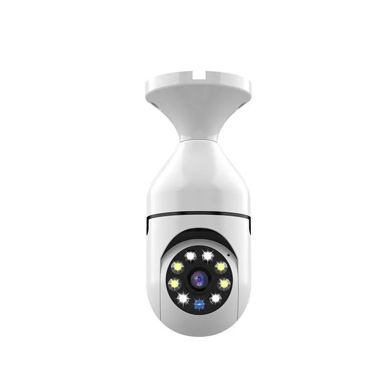 Wireless E27 Bulb Security Camera, 360‑Degree Panoramic Rotation Light‑Bulb Surveillance Cam, Night Vision Home Monitoring Camera, Easy‑Install Indoor Security Device