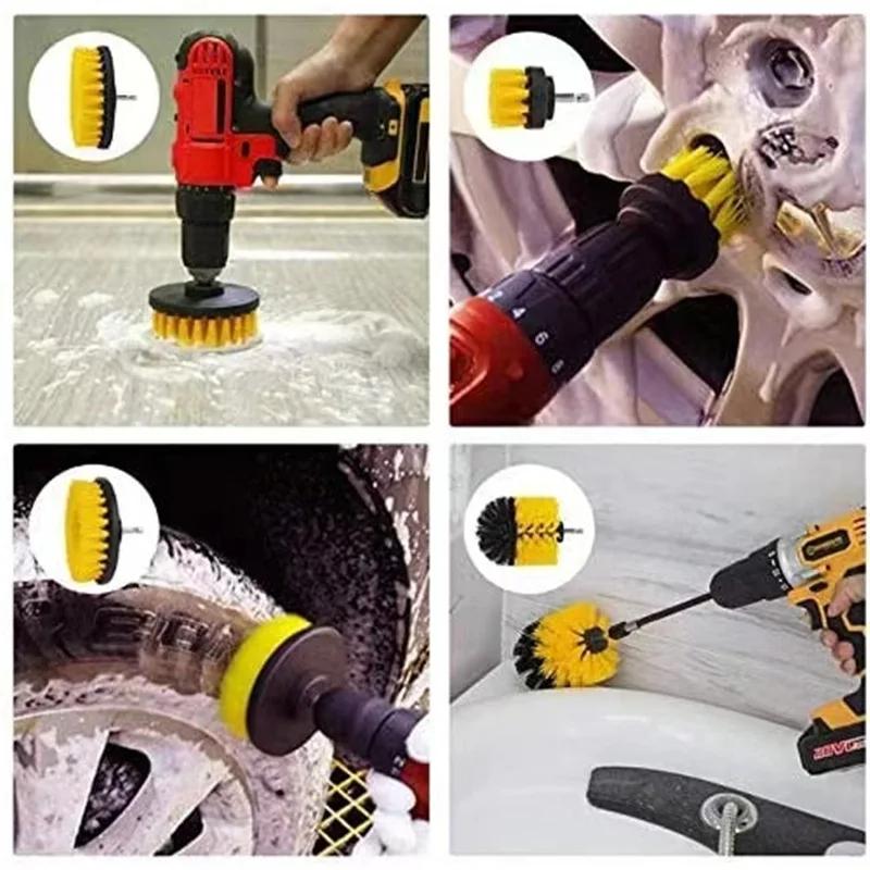 1 set of 8 counts Drill Brush Attachment Tools Set without Drill, Durable Power Scrubber Brushes Kit, Drill Brush Cleaning Kit for Bathroom Kitchen Car