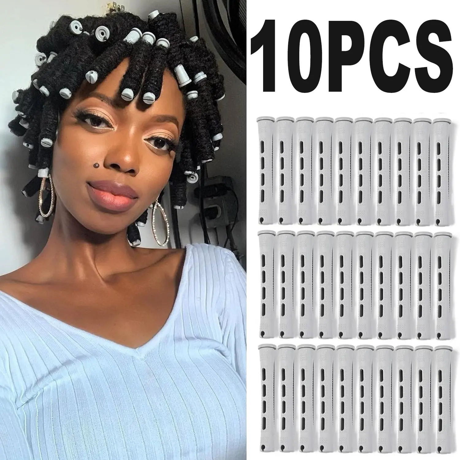 10/20/30/40/50/60PCSHeatless Curling Rods Set with Lid, No Heat Hair Curlers for Soft Bouncy Curls, Reusable Perm Rods for Long Hair, Overnight Curling Rollers, Easy Hair Styling Tools for Women, Hair Styler Set