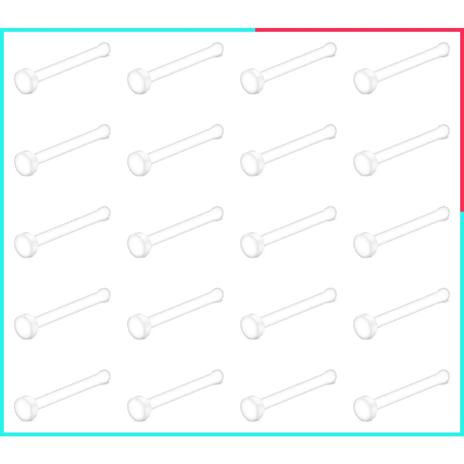 18g Clear Bioflex Nose Studs Flat Top Bone Shape Nose Retainer for Work & Surgery, Flexible Plastic Piercing Retainer