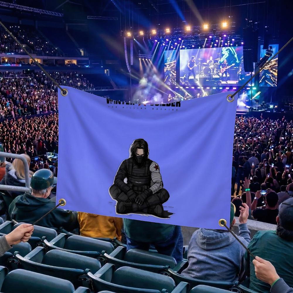 W-Winter Soldier MOVIE Flags Multi Size Atmosphere Flag, Cheerleading Hand Pulled Banner, Portable Outdoor Event Flag & Wall Decor for Sports, Parties, Home and Room Decoration