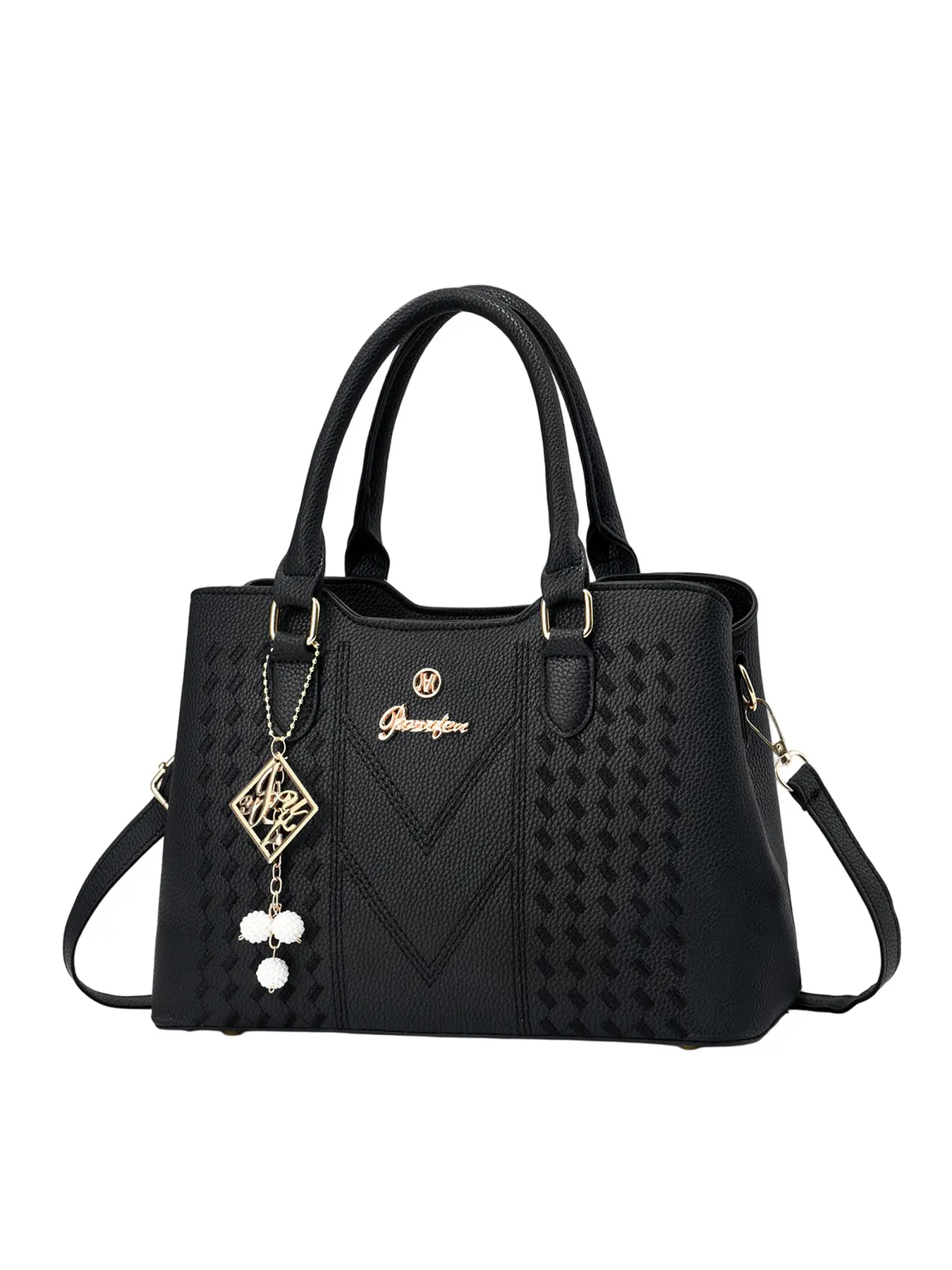V-shaped embroidery thread style women's handbag, large capacity women's bag, with a sandwich design in the middle, multiple colors to choose from, suitable for various occasions