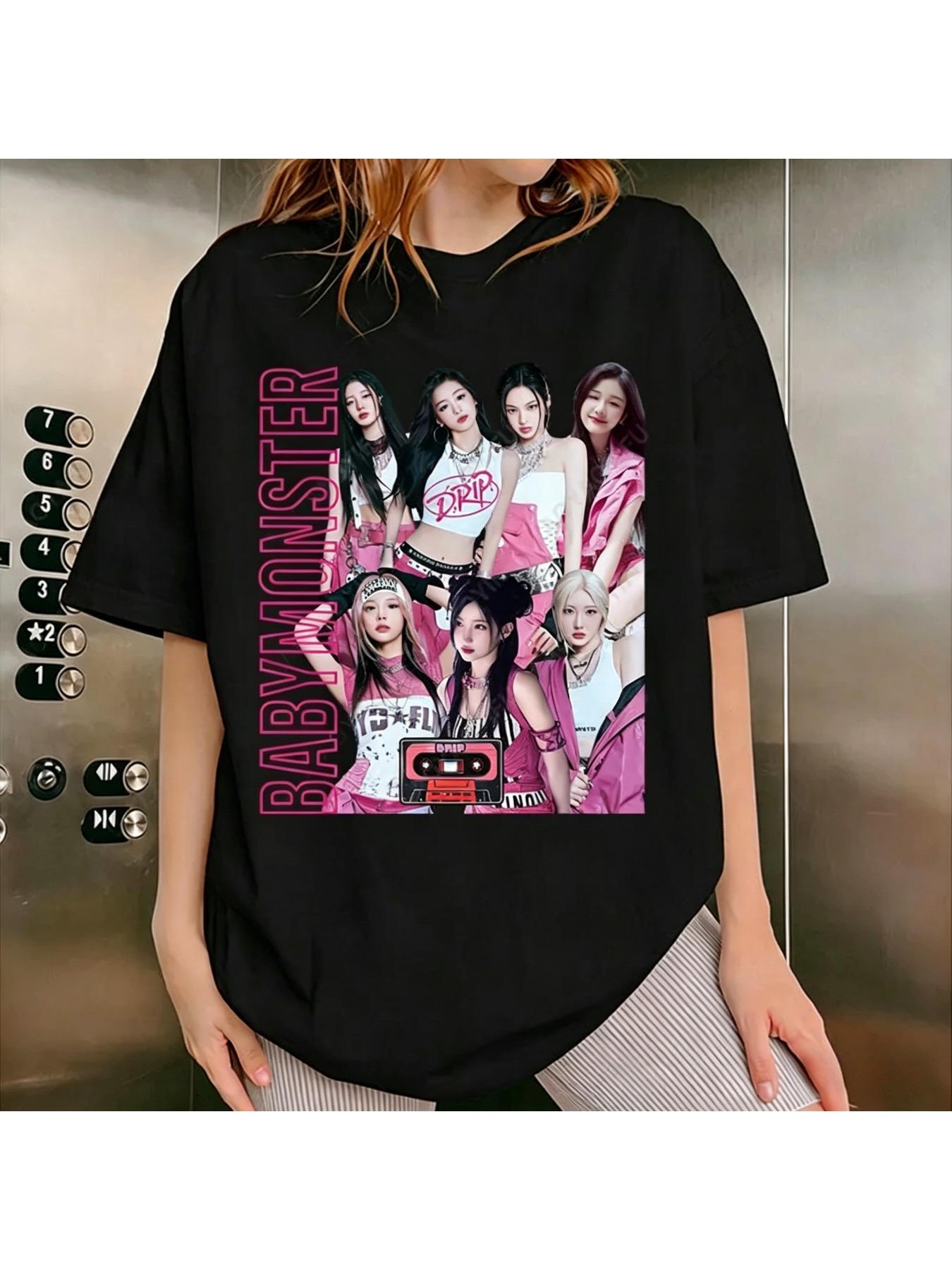 BabyMonster World Tour 2026 Sportswear Hello Monsters KPOP Fan T-shirt Men's and Women's Casual Fashion T-shirt Full Adult Top Y2K